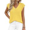 image:imagePRETTYGARDEN Womens 2026 Lightweight Sweaters Vest Spring Trendy Cap Sleeve V Neck Knit Tank Tops Summer Going Out OutfitsYellow