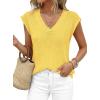 image:imagePRETTYGARDEN Womens 2026 Lightweight Sweaters Vest Spring Trendy Cap Sleeve V Neck Knit Tank Tops Summer Going Out OutfitsYellow