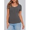 image:imagePRETTYGARDEN Womens 2026 Summer Short Sleeve Tops Ribbed Henley Button Slim Fit Basic Casual T Shirts Blouse Fashion ClothingCharcoal