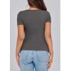 image:imagePRETTYGARDEN Womens 2026 Summer Short Sleeve Tops Ribbed Henley Button Slim Fit Basic Casual T Shirts Blouse Fashion ClothingCharcoal