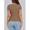 image:imagePRETTYGARDEN Womens 2026 Summer Short Sleeve Tops Ribbed Henley Button Slim Fit Basic Casual T Shirts Blouse Fashion ClothingLight Brown