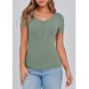 image:imagePRETTYGARDEN Womens 2026 Summer Short Sleeve Tops Ribbed Henley Button Slim Fit Basic Casual T Shirts Blouse Fashion ClothingLight Green