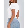 image:imagePRETTYGARDEN Womens 2026 Summer Short Sleeve Tops Ribbed Henley Button Slim Fit Basic Casual T Shirts Blouse Fashion ClothingWhite