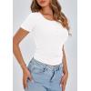 image:imagePRETTYGARDEN Womens 2026 Summer Short Sleeve Tops Ribbed Henley Button Slim Fit Basic Casual T Shirts Blouse Fashion ClothingWhite