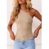 image:imagePRETTYGARDEN Womens 2026 Summer Y2K Tops Sleeveless One Shoulder Slim Fit Shirts Ruched Knit Asymmetrical Top BlouseApricot