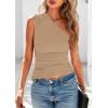 image:imagePRETTYGARDEN Womens 2026 Summer Y2K Tops Sleeveless One Shoulder Slim Fit Shirts Ruched Knit Asymmetrical Top BlouseKhaki