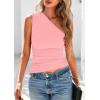 image:imagePRETTYGARDEN Womens 2026 Summer Y2K Tops Sleeveless One Shoulder Slim Fit Shirts Ruched Knit Asymmetrical Top BlousePink