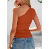 image:imagePRETTYGARDEN Womens 2026 Summer Y2K Tops Sleeveless One Shoulder Slim Fit Shirts Ruched Knit Asymmetrical Top BlouseRust Red