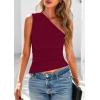 image:imagePRETTYGARDEN Womens 2026 Summer Y2K Tops Sleeveless One Shoulder Slim Fit Shirts Ruched Knit Asymmetrical Top BlouseWine Red