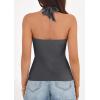 image:imagePRETTYGARDEN Womens Halter Top 2026 Spring Tie Wrap Sleeveless Ruched V Neck Fitted Summer Tops Backless Fashion Y2k ClothesGrey