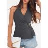 image:imagePRETTYGARDEN Womens Halter Top 2026 Spring Tie Wrap Sleeveless Ruched V Neck Fitted Summer Tops Backless Fashion Y2k ClothesGrey