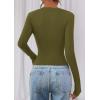 image:imagePRETTYGARDEN Womens Long Sleeve T Shirts 2026 Fall Trendy Deep V Neck Slim Fit Basic Crop Tops Casual Going Out TopArmy Green