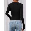image:imagePRETTYGARDEN Womens Long Sleeve T Shirts 2026 Fall Trendy Deep V Neck Slim Fit Basic Crop Tops Casual Going Out TopBlack