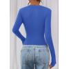 image:imagePRETTYGARDEN Womens Long Sleeve T Shirts 2026 Fall Trendy Deep V Neck Slim Fit Basic Crop Tops Casual Going Out TopBlue