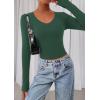 image:imagePRETTYGARDEN Womens Long Sleeve T Shirts 2026 Fall Trendy Deep V Neck Slim Fit Basic Crop Tops Casual Going Out TopDark Green