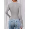 image:imagePRETTYGARDEN Womens Long Sleeve T Shirts 2026 Fall Trendy Deep V Neck Slim Fit Basic Crop Tops Casual Going Out TopGrey