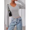 image:imagePRETTYGARDEN Womens Long Sleeve T Shirts 2026 Fall Trendy Deep V Neck Slim Fit Basic Crop Tops Casual Going Out TopGrey