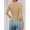 image:imagePRETTYGARDEN Womens Long Sleeve T Shirts 2026 Fall Trendy Deep V Neck Slim Fit Basic Crop Tops Casual Going Out TopKhaki