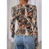 image:imagePRETTYGARDEN Womens Long Sleeve T Shirts 2026 Fall Trendy Deep V Neck Slim Fit Basic Crop Tops Casual Going Out TopKhaki Floral