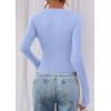 image:imagePRETTYGARDEN Womens Long Sleeve T Shirts 2026 Fall Trendy Deep V Neck Slim Fit Basic Crop Tops Casual Going Out TopLight Blue