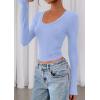 image:imagePRETTYGARDEN Womens Long Sleeve T Shirts 2026 Fall Trendy Deep V Neck Slim Fit Basic Crop Tops Casual Going Out TopLight Blue