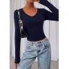 image:imagePRETTYGARDEN Womens Long Sleeve T Shirts 2026 Fall Trendy Deep V Neck Slim Fit Basic Crop Tops Casual Going Out TopNavy Blue