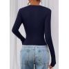 image:imagePRETTYGARDEN Womens Long Sleeve T Shirts 2026 Fall Trendy Deep V Neck Slim Fit Basic Crop Tops Casual Going Out TopNavy Blue