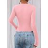 image:imagePRETTYGARDEN Womens Long Sleeve T Shirts 2026 Fall Trendy Deep V Neck Slim Fit Basic Crop Tops Casual Going Out TopPink