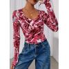 image:imagePRETTYGARDEN Womens Long Sleeve T Shirts 2026 Fall Trendy Deep V Neck Slim Fit Basic Crop Tops Casual Going Out TopRed Floral