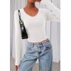 image:imagePRETTYGARDEN Womens Long Sleeve T Shirts 2026 Fall Trendy Deep V Neck Slim Fit Basic Crop Tops Casual Going Out TopWhite