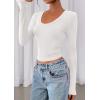 image:imagePRETTYGARDEN Womens Long Sleeve T Shirts 2026 Fall Trendy Deep V Neck Slim Fit Basic Crop Tops Casual Going Out TopWhite
