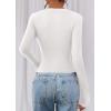 image:imagePRETTYGARDEN Womens Long Sleeve T Shirts 2026 Fall Trendy Deep V Neck Slim Fit Basic Crop Tops Casual Going Out TopWhite