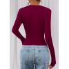 image:imagePRETTYGARDEN Womens Long Sleeve T Shirts 2026 Fall Trendy Deep V Neck Slim Fit Basic Crop Tops Casual Going Out TopWine Red