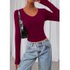 image:imagePRETTYGARDEN Womens Long Sleeve T Shirts 2026 Fall Trendy Deep V Neck Slim Fit Basic Crop Tops Casual Going Out TopWine Red