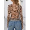 image:imagePRETTYGARDEN Womens Mesh Long Sleeve Spring Top 2026 Trendy Summer See Through Sheer Blouse Fitted Going Out Layering ShirtsLeopard Khaki