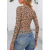 image:imagePRETTYGARDEN Womens Mesh Long Sleeve Spring Top 2026 Trendy Summer See Through Sheer Blouse Fitted Going Out Layering ShirtsLeopard Khaki