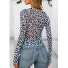 image:imagePRETTYGARDEN Womens Mesh Long Sleeve Spring Top 2026 Trendy Summer See Through Sheer Blouse Fitted Going Out Layering ShirtsLeopard Light Blue