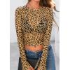 image:imagePRETTYGARDEN Womens Mesh Long Sleeve Spring Top 2026 Trendy Summer See Through Sheer Blouse Fitted Going Out Layering ShirtsLeopard Yellow