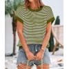 image:imagePRETTYGARDEN Womens Short Sleeve Sweater Spring Summer 2026 Round Neck Striped Pullover Cap Sleeve Knit Sweater Vest TopsArmy Green