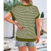 image:imagePRETTYGARDEN Womens Short Sleeve Sweater Spring Summer 2026 Round Neck Striped Pullover Cap Sleeve Knit Sweater Vest TopsArmy Green