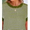 image:imagePRETTYGARDEN Womens Short Sleeve Sweater Spring Summer 2026 Round Neck Striped Pullover Cap Sleeve Knit Sweater Vest TopsArmy Green