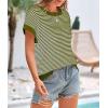 image:imagePRETTYGARDEN Womens Short Sleeve Sweater Spring Summer 2026 Round Neck Striped Pullover Cap Sleeve Knit Sweater Vest TopsArmy Green
