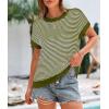 image:imagePRETTYGARDEN Womens Short Sleeve Sweater Spring Summer 2026 Round Neck Striped Pullover Cap Sleeve Knit Sweater Vest TopsArmy Green