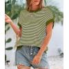image:imagePRETTYGARDEN Womens Short Sleeve Sweater Spring Summer 2026 Round Neck Striped Pullover Cap Sleeve Knit Sweater Vest TopsArmy Green