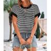 image:imagePRETTYGARDEN Womens Short Sleeve Sweater Spring Summer 2026 Round Neck Striped Pullover Cap Sleeve Knit Sweater Vest TopsBlack