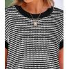 image:imagePRETTYGARDEN Womens Short Sleeve Sweater Spring Summer 2026 Round Neck Striped Pullover Cap Sleeve Knit Sweater Vest TopsBlack