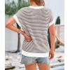 image:imagePRETTYGARDEN Womens Short Sleeve Sweater Spring Summer 2026 Round Neck Striped Pullover Cap Sleeve Knit Sweater Vest TopsBrown
