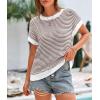 image:imagePRETTYGARDEN Womens Short Sleeve Sweater Spring Summer 2026 Round Neck Striped Pullover Cap Sleeve Knit Sweater Vest TopsBrown