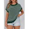 image:imagePRETTYGARDEN Womens Short Sleeve Sweater Spring Summer 2026 Round Neck Striped Pullover Cap Sleeve Knit Sweater Vest TopsDark Green