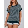 image:imagePRETTYGARDEN Womens Short Sleeve Sweater Spring Summer 2026 Round Neck Striped Pullover Cap Sleeve Knit Sweater Vest TopsMalachite Green